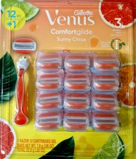 Gillette Venus ComfortGlide Sunny Citrus 3 Blades+Gel 1 Razor+12 Cartridges