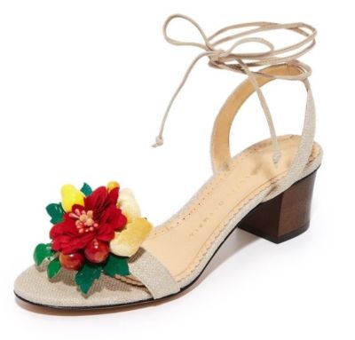 $695 New Charlotte Olympia TROPICAL TARA 3 D Flowers Sandals Canvas Shoes 37