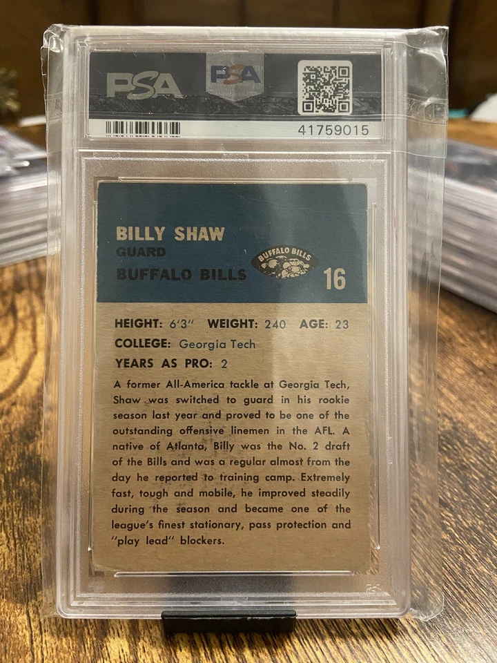 1962 Fleer Billy Shaw #16 PSA/DNA Authentic Card & Auto Rookie RC HOF - Image 2 of 2