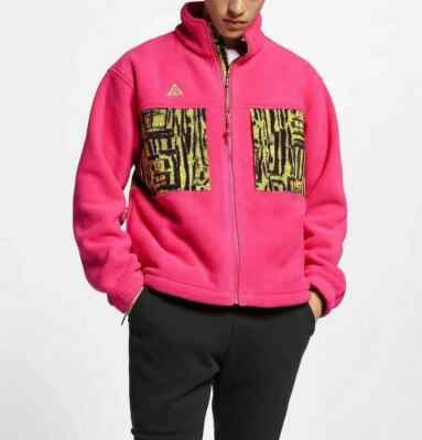 Nike 2019 ACG Jacket Sherpa Animal Yellow Print Pink Magenta BQ3446-666 Sz 2XL