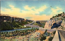 Pecos River Texas Highway Bridge Mexico USA Linen Unposted