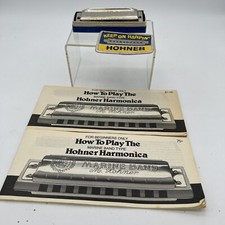 VINTAGE HOHNER BLUESBAND INTERNATIONAL HARMONICA IN BOX W/Patch And Two Books