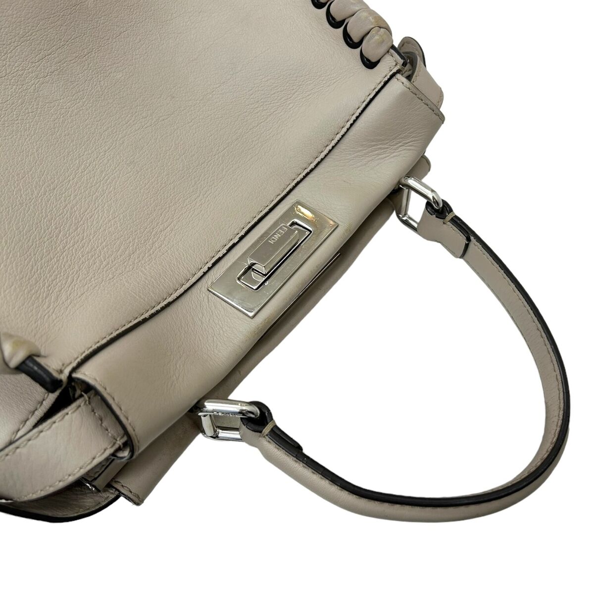 FENDI 8BN290 Peekaboo shoulderbag handbag 2WAY grey leather FENDI 8BN290 Peekaboo shoulderbag handbag 2WAY grey leather