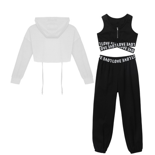 Kids Girls Outfits Long Sleeve Set Tops Suit Dance Costume Performance Hip-Hop - Picture 39 of 48