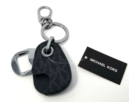 Michael Kors Mens Harrison Signature Logo Black Bottle Opener Key Fob - Picture 2 of 4