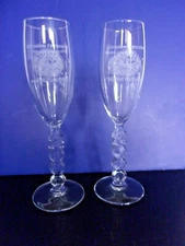 Set of 2 Millennium  2000 Stem Champagne Flutes Nature's Sunshine Anaheim  Conv.