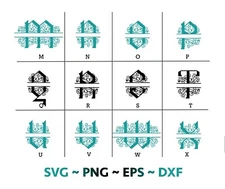 Fancy Split letters SVG bundle, Fancy alphabets files, SVG files for cricut