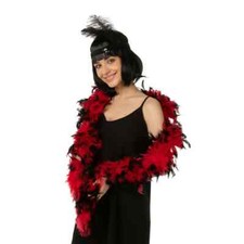 Feather Boa Red and Black Burlesque Hen Night Fancy Dress Costume Accessory 1.8M