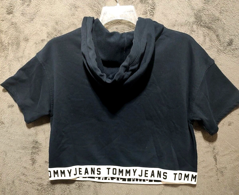 Tommy Hilfiger Sudadera Mujer Grande 12 14 Negro TOMMY JEANS Sudadera con Capucha Damas Foto 3 de 4