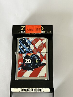 Zippo Paul Walsh 343 Firemans Hat Flag 911 Tribute Lighter New In