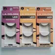 False Eyelashes L.A. Colors Set of 3  Different Style Pairs, Reusable