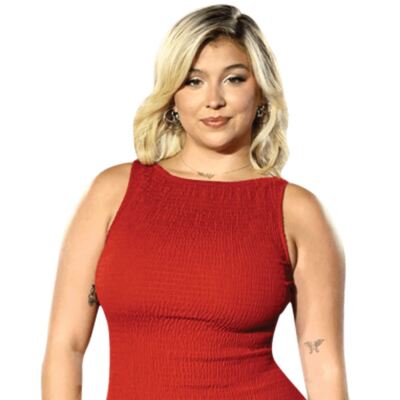 Caity Baser (Red Dress) Halber Körper Buddy Ausschnitt