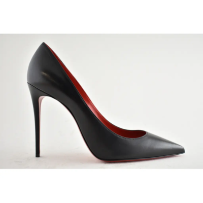 Christian Louboutin Kate 100 Black Leather Loubi Red Lining