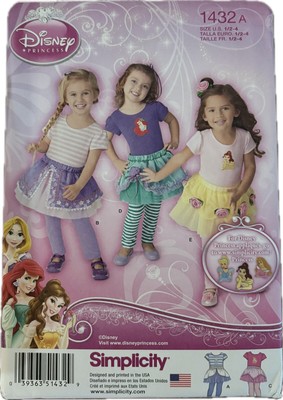Simplicity 1432A Disney Princess Tutus Pattern Toddler Sz 1/2-4 - UNCUT