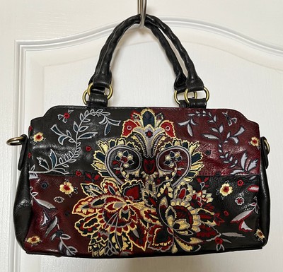 PATRICIA NASH ANGELIN BLACK AND RED EMBROIDERED LEATHER PURSE NWT RARE $199