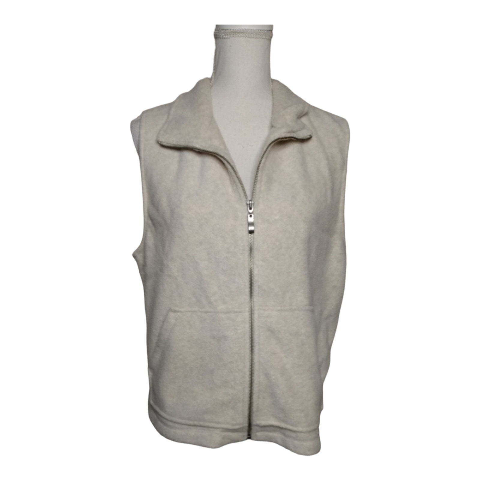 Marsh Landing Cream Color Fleece Zip Up Vest Size XL Gem