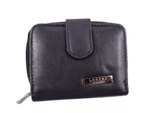 LADIES HIGH QUALITY SOFT BLACK REAL LEATHER PURSE CREDIT CARD HOLDER ZIP AROUND