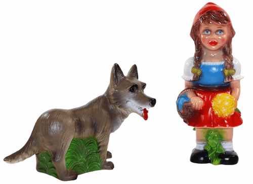 Deco Figura Caperucita Roja Con Bösem Wolf de Jardín Cuento Altura 31 / 20,5 CM - Imagen 1 de 6