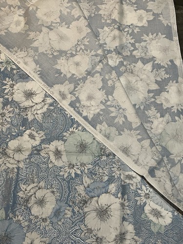 2 Yard Piece of Light Blue Floral Cotton Blend Fabric by Two Daughters 44 Wide - Picture 8 of 10