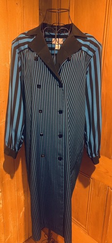 AUTHENTIC VINTAGE PERRI CUTTEN BLACK & BLUE STRIPED DRESS SIZE 10 - Picture 3 of 12