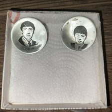 Two VINTAGE Beatles Collectible Glass Marbles: John Paul