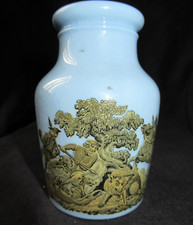 ANCIEN MOUTARDIER BLEU ANGLAIS 10 cm POT à MOUTARDE 19 eme mustard jar
