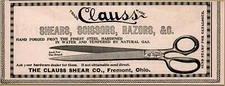 1895 c Clauss Shears Scissors Razors Hand Forged Cutting Fremont Ohio Print Ad