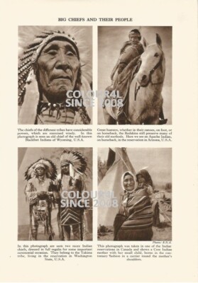 INDIANERHÄUPTLING & VOLK BLACKFEET APACHE YAKIMA FOTO ILLUSTRATION DRUCK