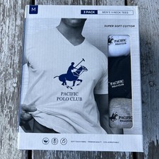 3 Pack New Pacific Polo Club Mens Crew Neck Tees Size M / 38 - 40 Free Shipping