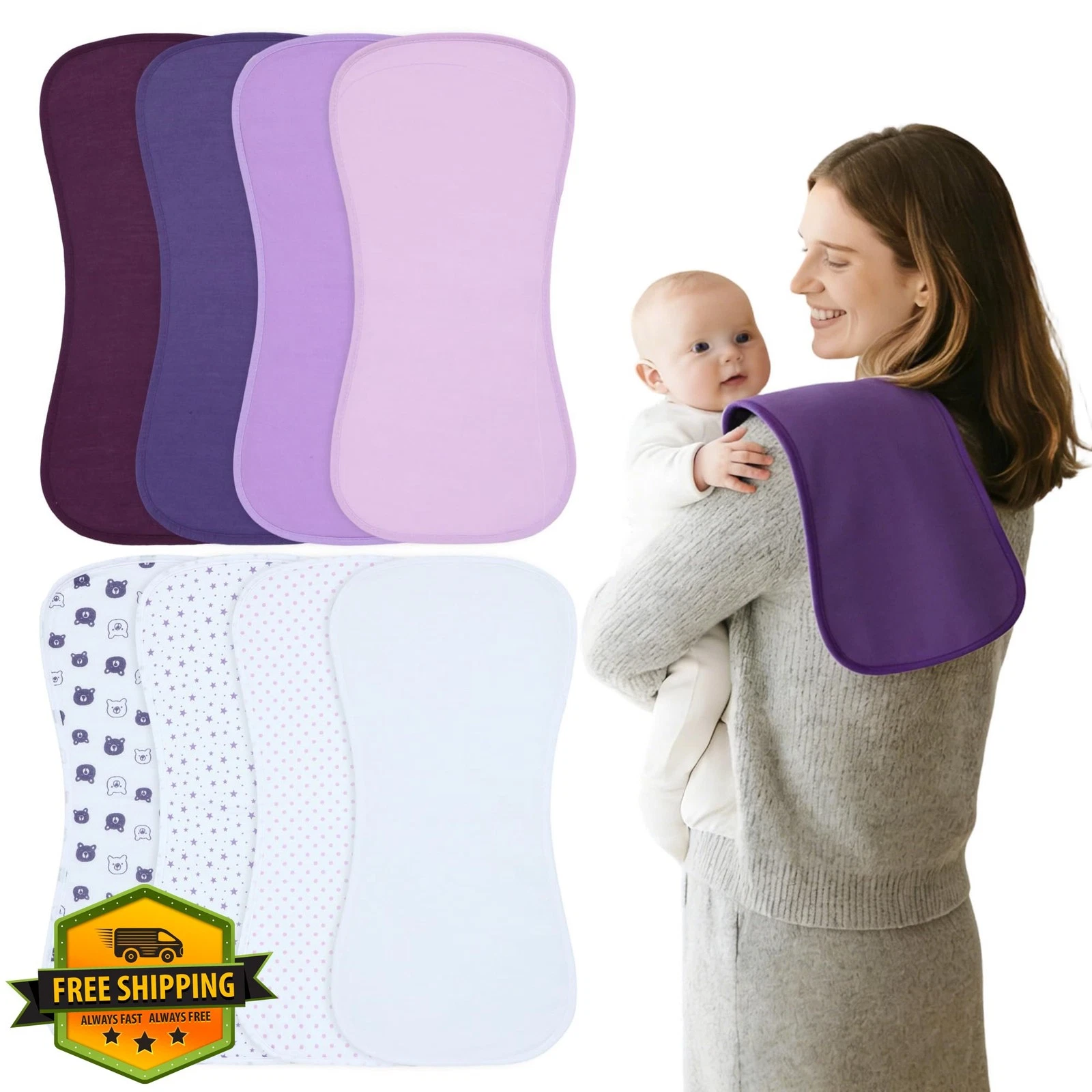 Benoxine Baby Burp Cloths 8-Pack Multicolor5