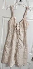 ASTR The Label Sun Dress M Cream Tie Front Button Down Midi Beige Sleeveless
