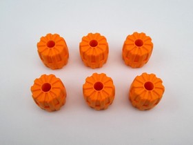 Lot of 6 Lego Small Orange Hard Plastic Wheels 22mm x 24mm ~ Part # 6118