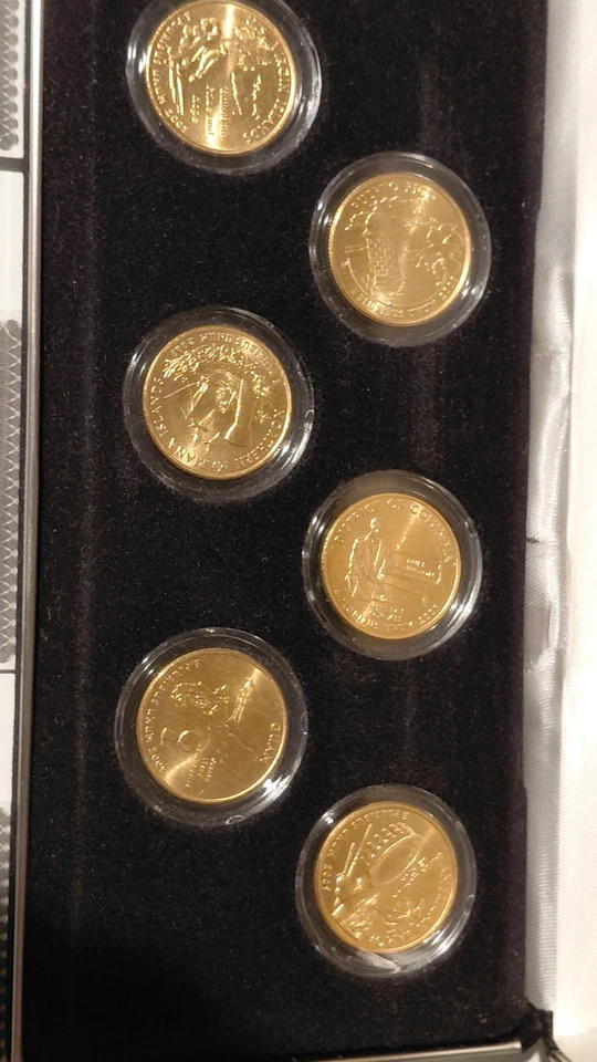 2009 DC US Territories Quarters 24k Gold Layered Set of 6 Uncirculated Coins COA - Image 3 of 4