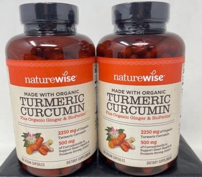 NatureWise Turmeric Curcumin 2250mg, 180 Caps - Exp. 1/28 - 2 Pack