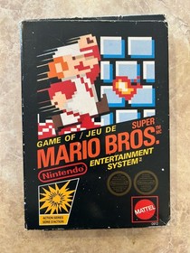 Super Mario Bros. Nintendo NES, 1985 Complete in Box CIB Mattel Version Hang Tag