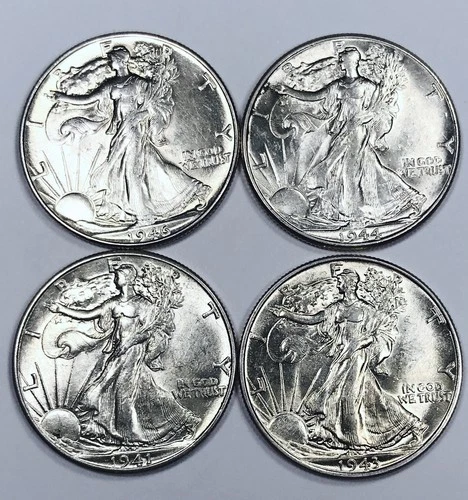 *MIXED DATE WALKING LIBERTY LOT OF 4* UNCIRCULATED SILVER* NR #G3861