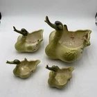 Set Of 4 Hull Large Swan Planter #69 Green 10" Length Down USA  VGC SEE PICS