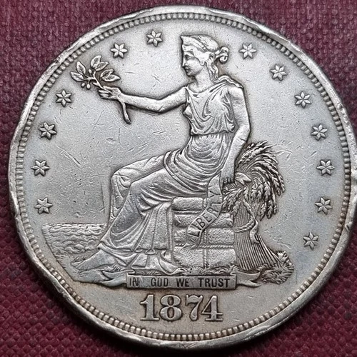 1874 Trade Dollar $1 XF Details RARE  #100294