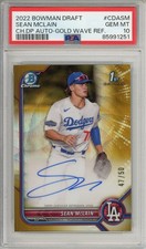 Sean McLain Chrome Autographs Gold Wave Auto /50 2022 Bowman #CDA-SM PSA 10