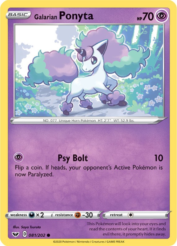 Galarian Ponyta - 081/202 - Common (Hp) Sword & Shield Base Set - Psychic Pokémo