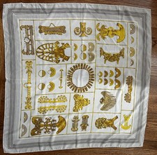 Gucci Scarf Ivory with Gold Artifacts 100 Silk 34 in x 34 in