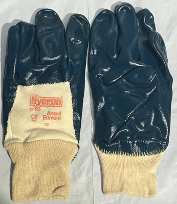 12- CHEMICAL RESISTANT FULLY NITRILE COATED PROTECTIVE SAFETY WORK GLOVES LARGE