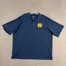 Antigua Polo Shirt Mens XL Navy Blue Notre Dame Fighting Irish Preppy Dad Golf