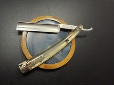 Rasoio vintage eccellente 5/8" doppia anatra bordo satinato pronto per la rasatura Solingen Germania