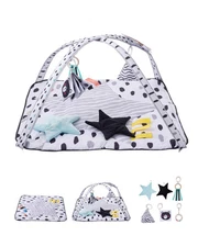 VEVOR Baby Play Gym Mat Tummy Time Activity Mat with 6 Sensory Toys 34.4" x34.4"