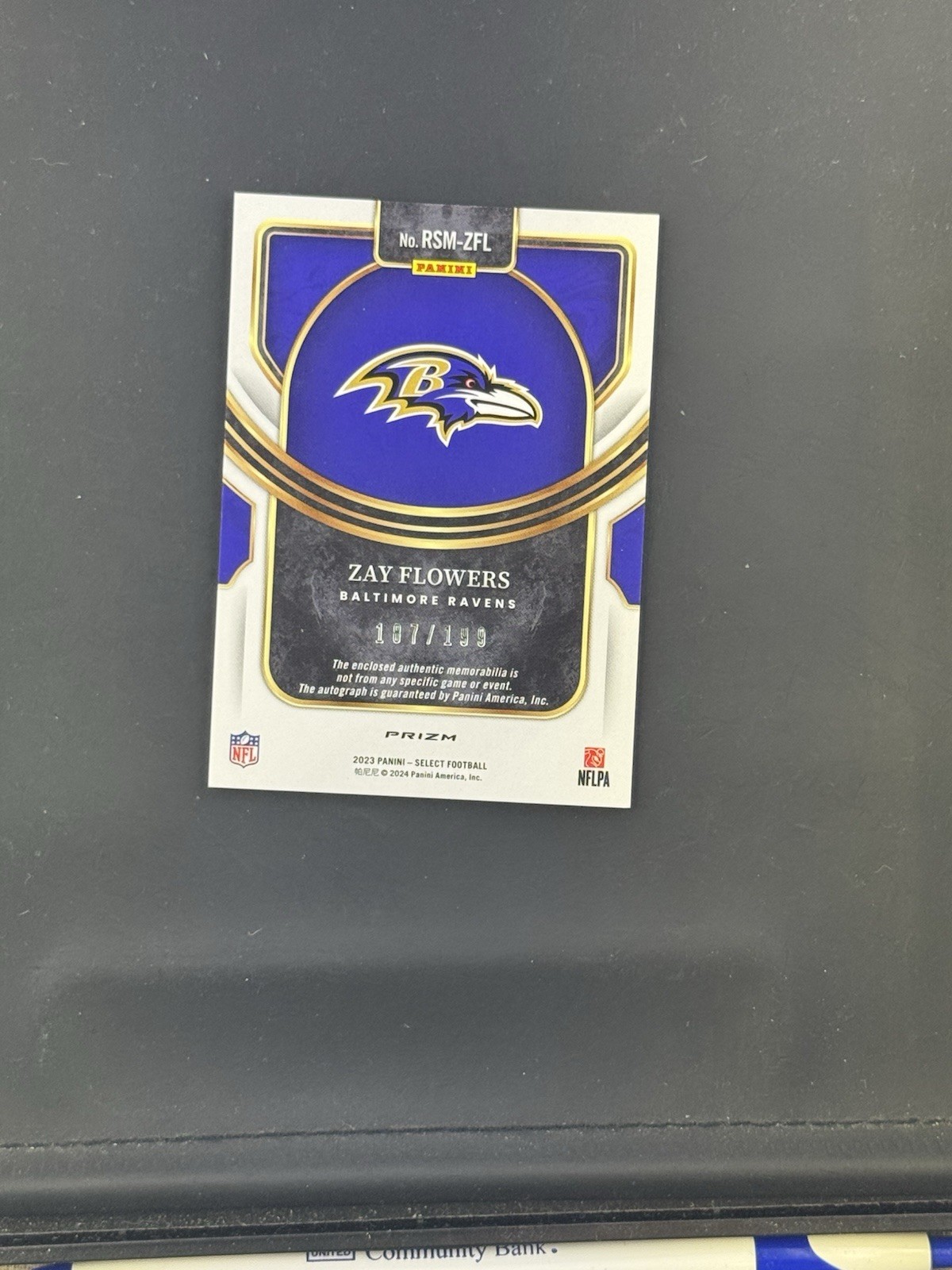 Panini 2023 Select Zay Flowers Ravens RSM RC Auto Patch Silver Prizm /199 view 2