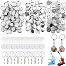 60 Sets Keychain Button Making Supplies Double Sided Keychain Double-Sided Metal