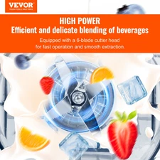 VEVOR Professional Blender, Commercial Countertop Blenders, Black