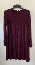Gap Dress Womens S Purple Knit Stretch Tunic Long Sleeve Midi Travel Casual Soft