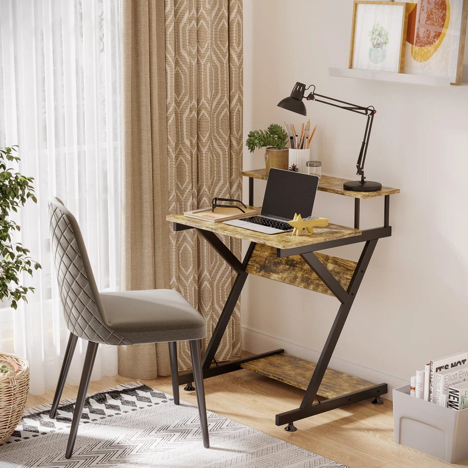 MONITOR SHELF COMPUTER DESK 40 KG LOAD R SHAPED BROWN - Image 2 of 4